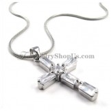 Fashion Cross Alloy Pendant with Rhinestones and Zircons