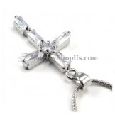 Fashion Cross Alloy Pendant with Rhinestones and Zircons