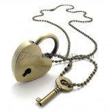 Fashion Alloy Heart Shape Lock and Key Pendants