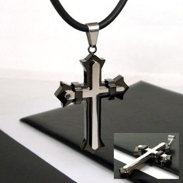 Unique Man Black Cross Pure Titanium necklace 