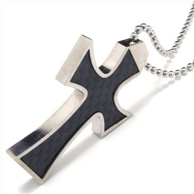Man High Quality Wing Cross Titanium Steel necklace