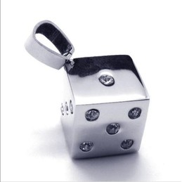 Unique Man Dice Gemstone-Titanium Steel necklace-new