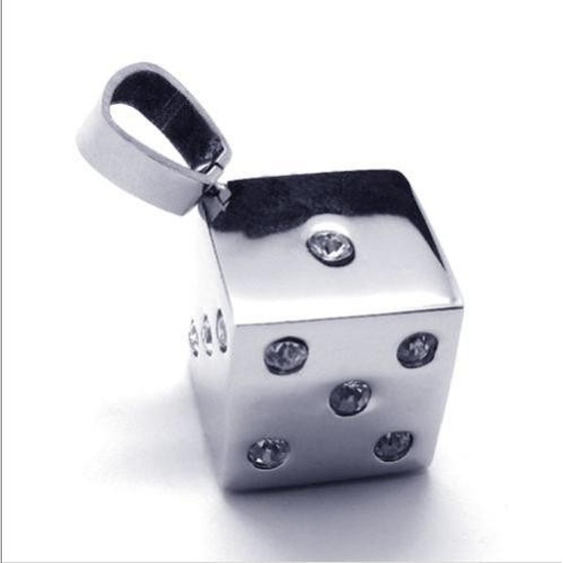 Unique Man Dice Gemstone-Titanium Steel necklace-new