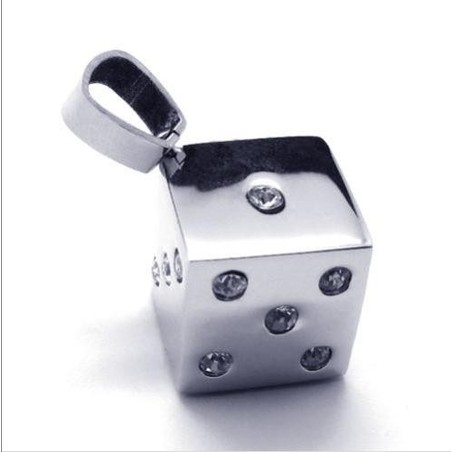 Unique Man Dice Gemstone-Titanium Steel necklace-new