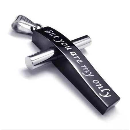 man's titanium steel cross pendant necklace