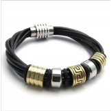 Deft Design Beautiful in Colors Excellent Quality Titanium Leather Bracelet
