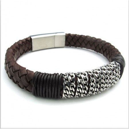 Deft Design Delicate Colors Reliable Quality Titanium Leather Bracelet