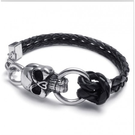 Deft Design Delicate Colors Stable Quality Titanium Leather Bracelet