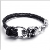 Deft Design Delicate Colors Stable Quality Titanium Leather Bracelet