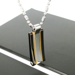 sutra man 24K gold laid slick titanium steel necklace