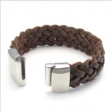 Deft Design Delicate Colors Stable Quality Titanium Leather Bracelet