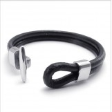 Deft Design Delicate Colors Stable Quality Titanium Leather Bracelet