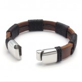 Deft Design Beautiful in Colors Reliable Quality Titanium Leather Bangle