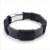 Deft Design Delicate Colors Reliable Quality Titanium Leather Bangle