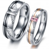 Excellent Quality Titanium Ring For Lovers With Rhinestone