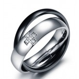 Stable Quality Cross Titanium Ring For Lovers With Diamond
