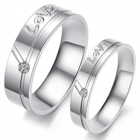 World-wide Renown Layering Titanium Ring For Lovers With Rhinestone