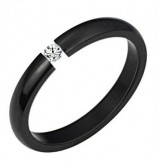 High Quality Black and White Titanium Ring For Lovers With Rhinestone