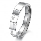 High Quality Layering Titanium Ring For Lovers With Rhinestone