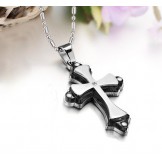 Quality and Quantity Assured Cross Titanium Necklace With Rhinestone