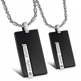 High Quality Black Titanium Necklace For Lovers With Diamond