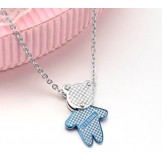 Stable Quality Blue Bear Shape Titanium Necklace For Lovers 