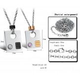 Superior Quality Square Shape Titanium Necklace For Lovers With Rhinestone