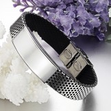 Wide Varieties Male Titanium Leather Bangle 