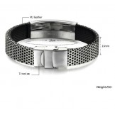 Wide Varieties Male Titanium Leather Bangle 