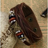 High Quality Female Butterfly Shape Titanium Leather Bangle