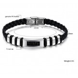Easy to Use Male Titanium Leather Bangle 