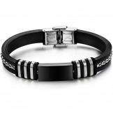 Durable in Use Black Titanium Silicone Bangle 