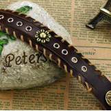 Excellent Quality Retro Titanium Leather Bangle 