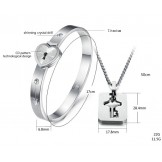 High Quality Lock Shape Titanium Bangle For Lovers 