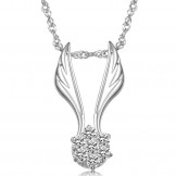 Easy to Use Female Wing Shape Platinum Plating Titanium Necklace With Rhinestone