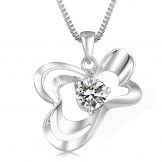 Excellent Quality Female Platinum Plating Titanium Necklace With Diamond
