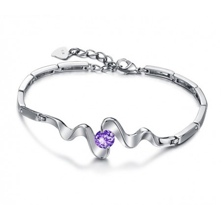 High Quality Female Purple Platinum Plating Titanium Bracelet With Diamond