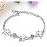 The Queen of Quality Female Clover Shape Platinum Plating Titanium Bracelet With Diamond