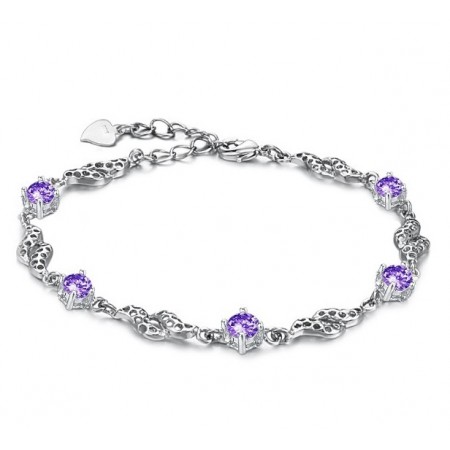 Excellent Quality Female Hollow Platinum Plating Titanium Bracelet With Diamond