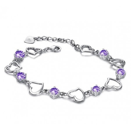 Reliable Quality Female ELegant Platinum Plating Titanium Bracelet With Purple Diamond