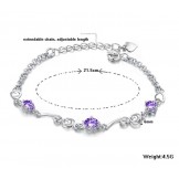 High Quality Female Purple Platinum Plating Titanium Bracelet With Diamond
