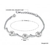Dependable Performance Female Clover Shape Platinum Plating Titanium Bracelet With Diamond