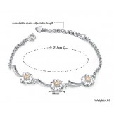 Dependable Performance Female Clover Shape Platinum Plating Titanium Bracelet With Diamond