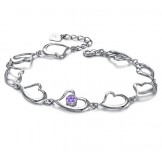 High Quality Female Sweetheart Platinum Plating Titanium Bracelet With Diamond