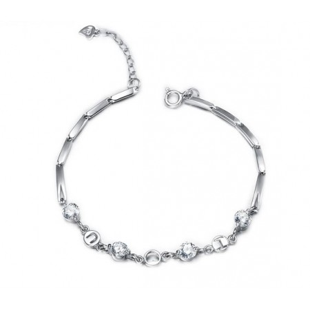 The Queen of Quality Female Platinum Plating Titanium Bracelet With Rhinestone