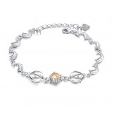 Durable in Use Female Dolphin Shape Platinum Plating Titanium Bracelet With Diamond