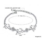 High Quality Female Clover Shape Platinum Plating Titanium Bracelet With Diamond