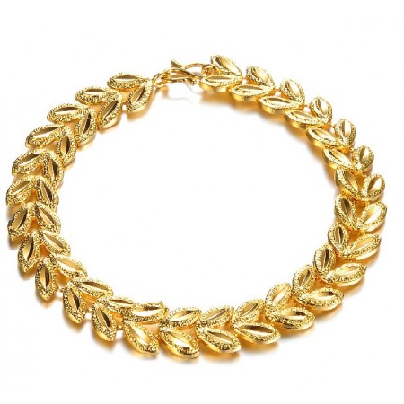 High Quality Female Leaf Shape 18K Gold-Plated Bracelet 