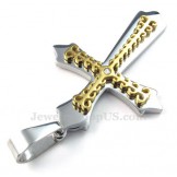 Gold Titanium Cross Pendant Necklace (Free Chain)