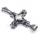 White Zircon Titanium Cross Pendant Necklace (Free Chain)